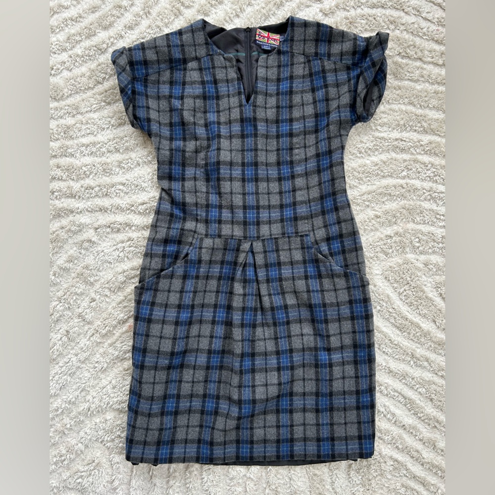 Boden British Tweed Moon Wool Cap Sleeve Dress